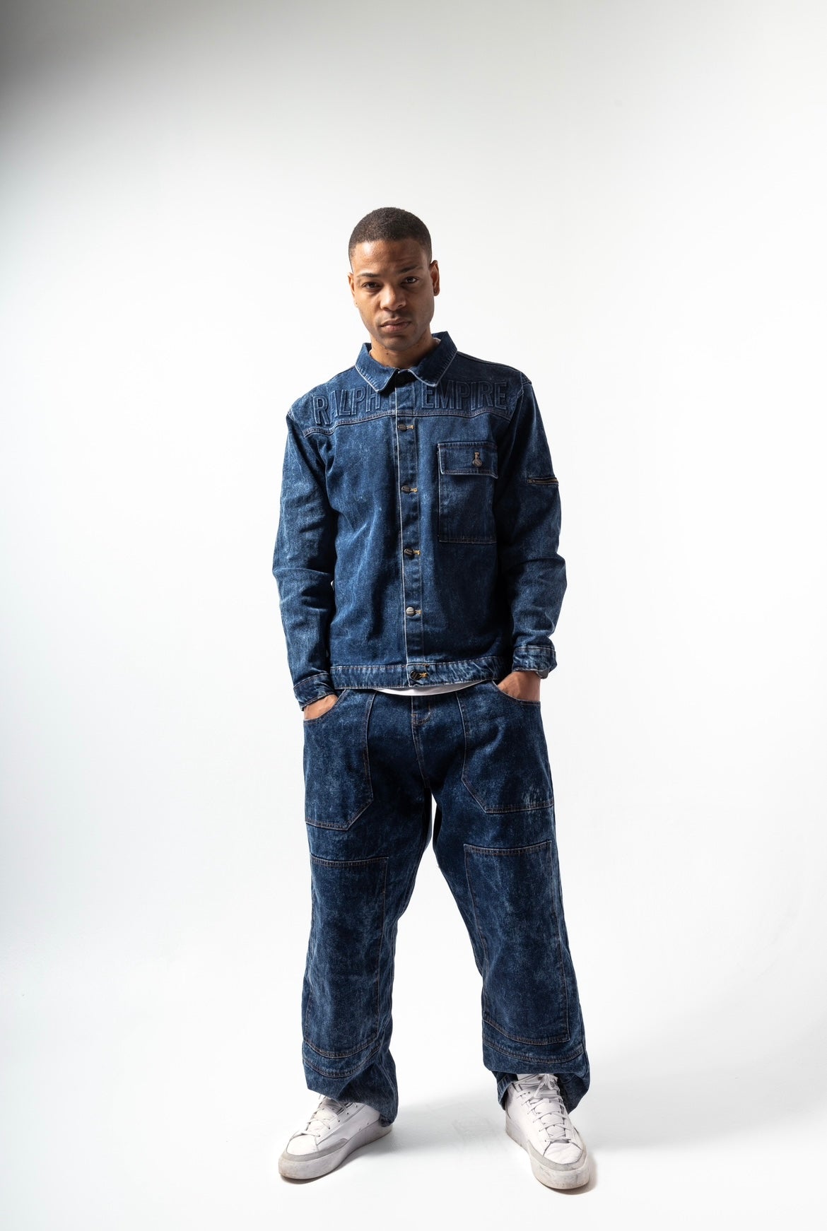 Azure Edge – Jeansjacke und -hose, komplettes Set in Blau