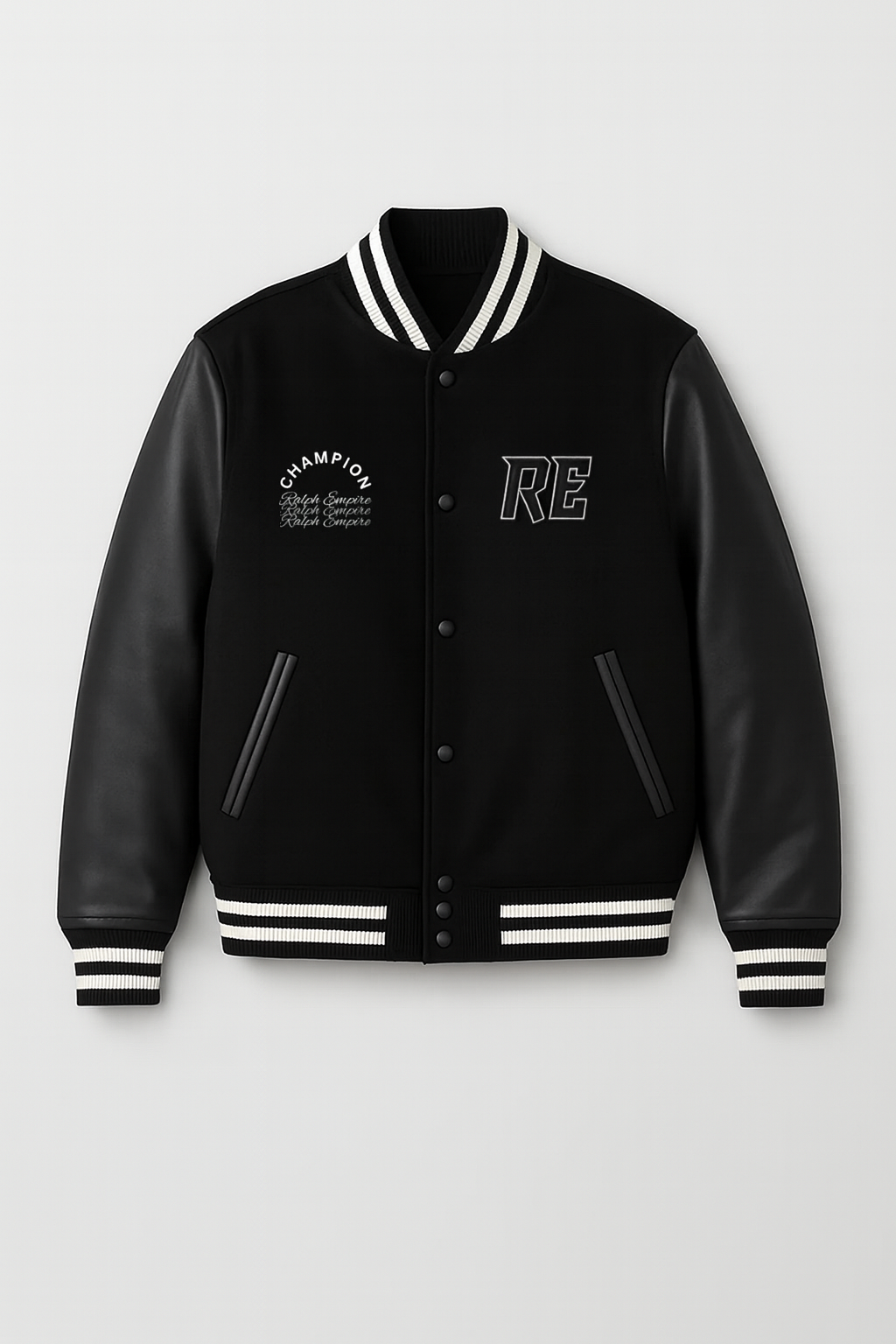 Empire Elite – Premium Collegejacke – Schwarz. 
