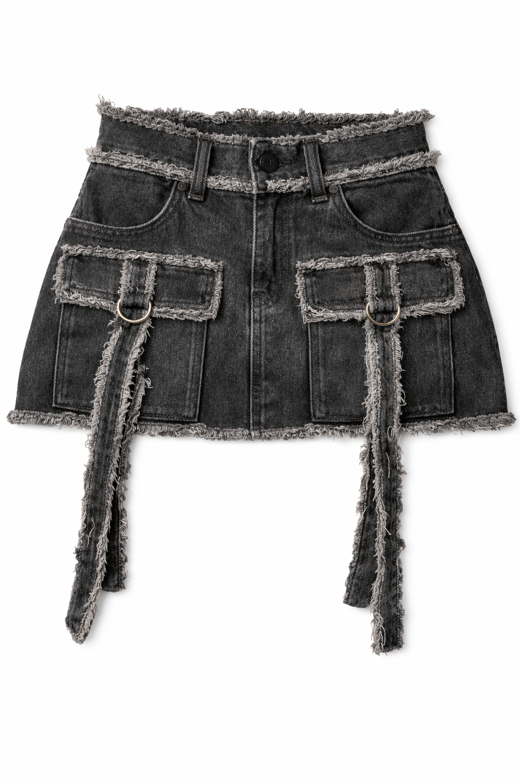 Distressed-Rock mit ungesäumtem Saum