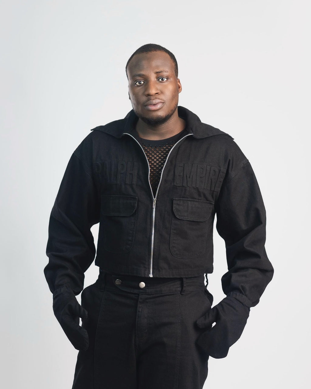 Black Code Premium – Jeansjacke &amp; Weite Hose Set 