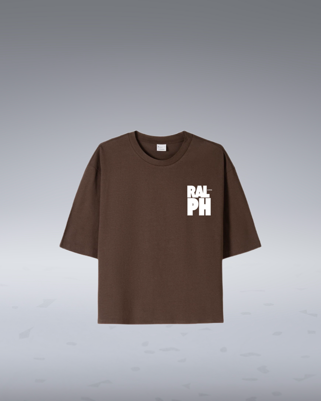 Crop Basic T-Shirt mit überschnittenen Schultern, Braun, Schwarz