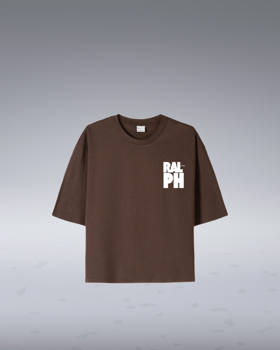 Crop Basic T-Shirt mit überschnittenen Schultern, Braun, Schwarz