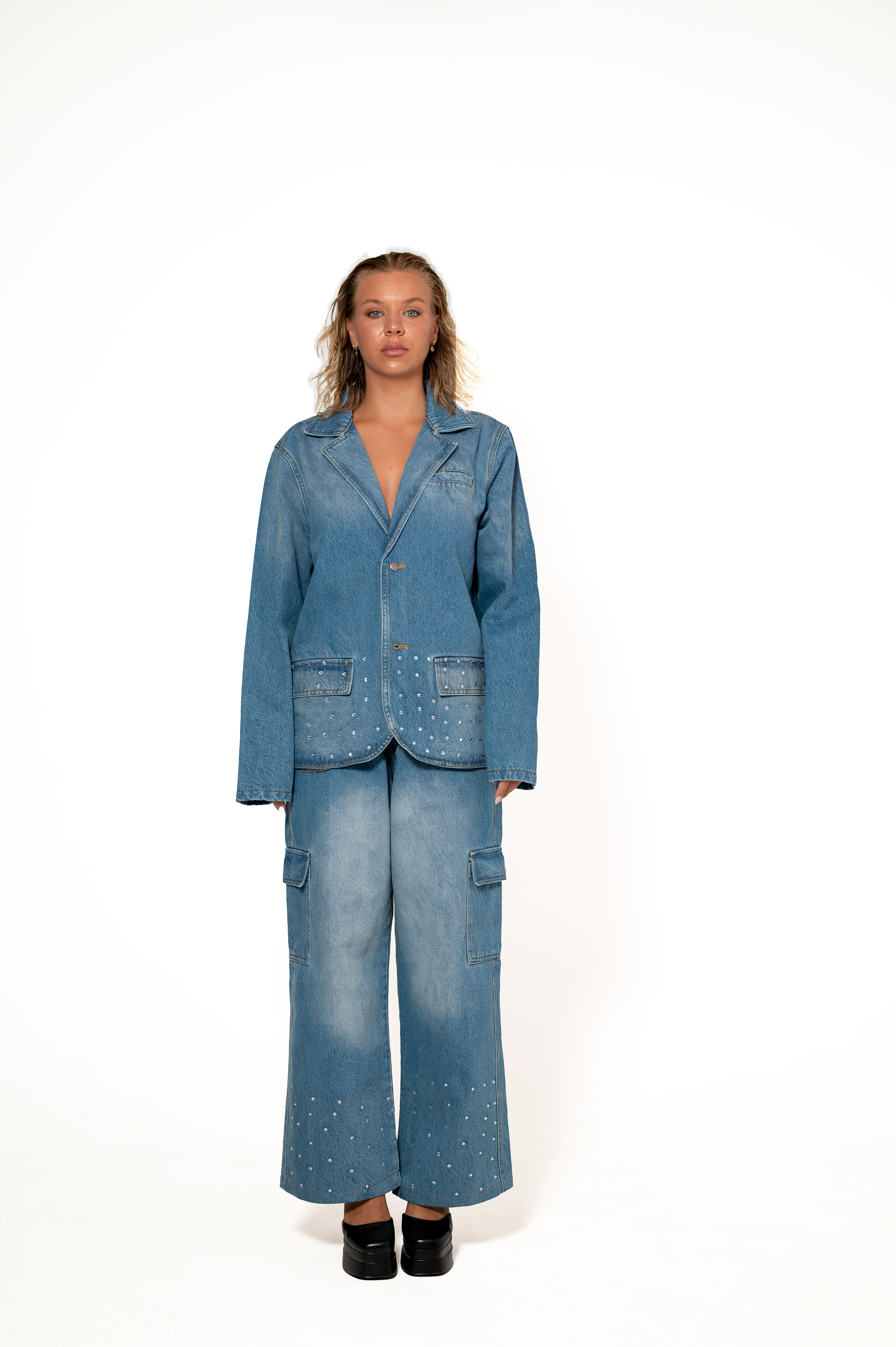 Nel Blu Denim-Blazer und -Hose