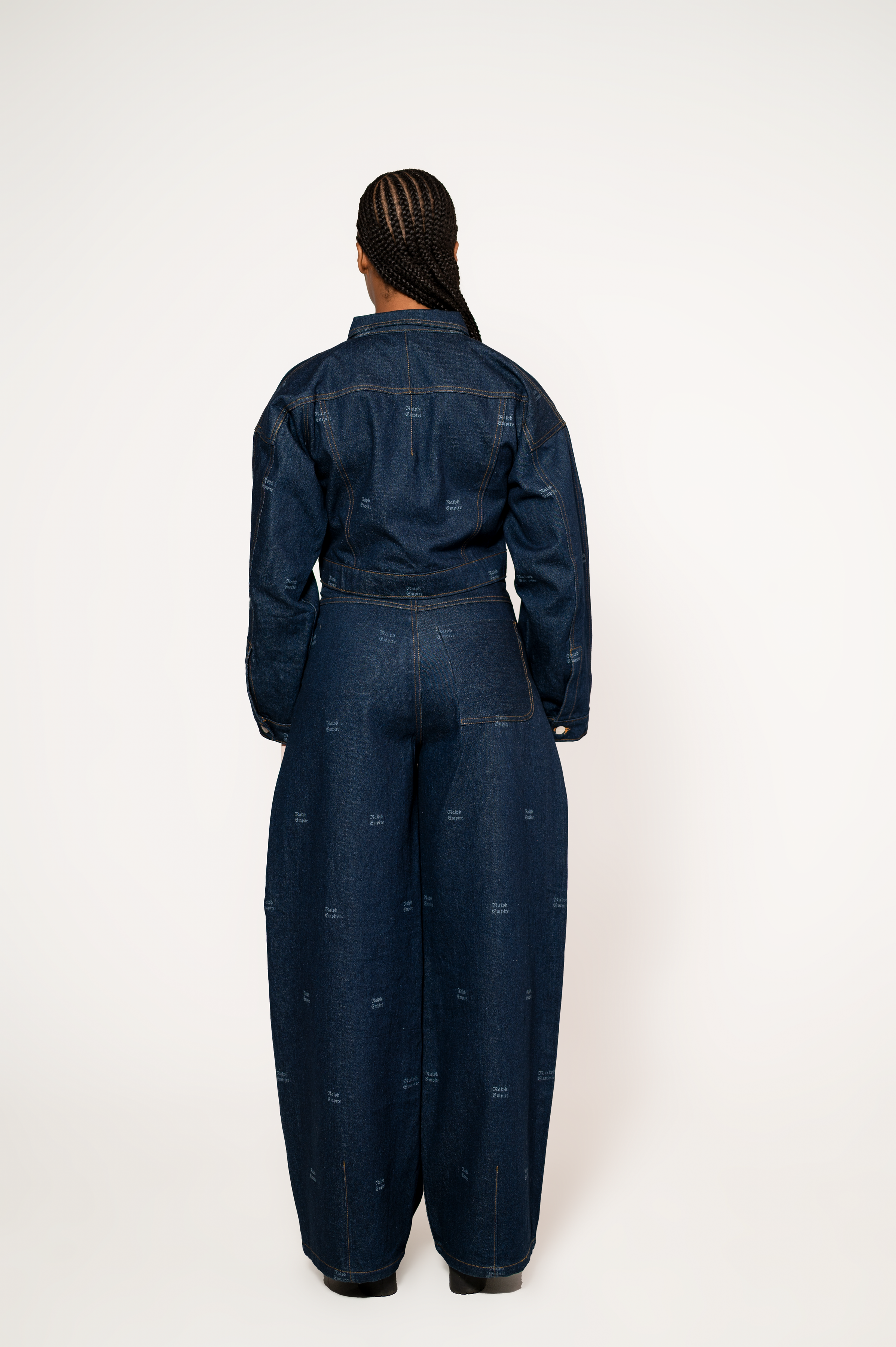 Blueprint Denim Set – Kurze Jacke und Hose mit weitem Bein und hoher Taille