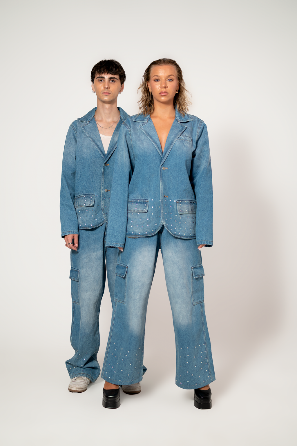 Nel Blu Denim-Blazer und -Hose