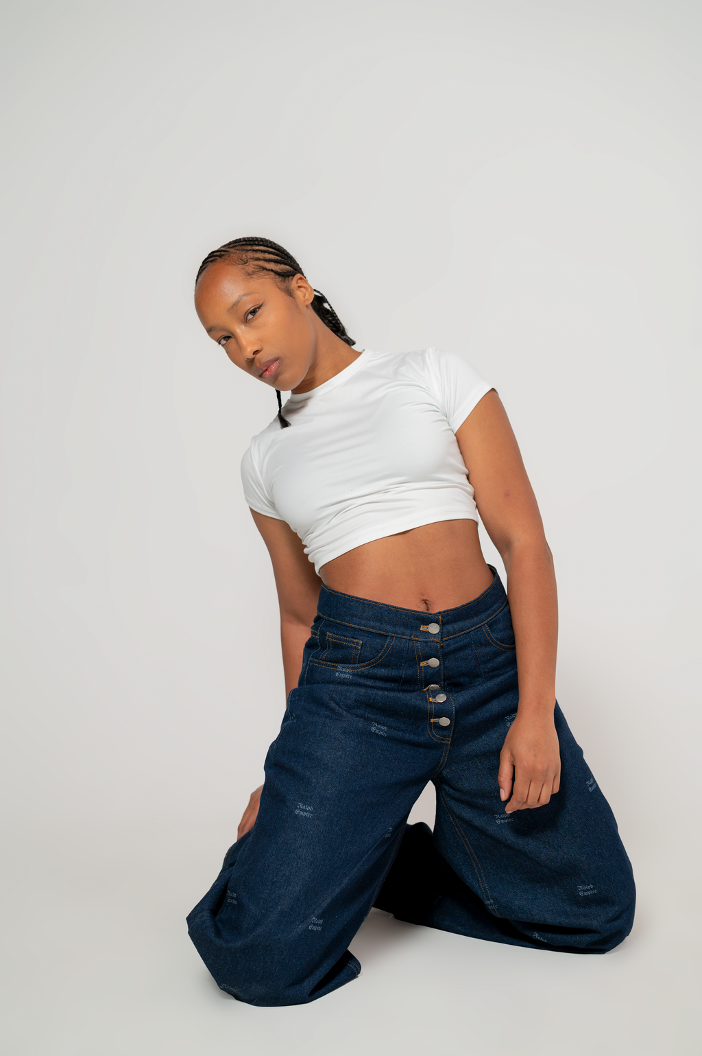 Blueprint Denim Set – Hose mit weitem Bein und hoher Taille