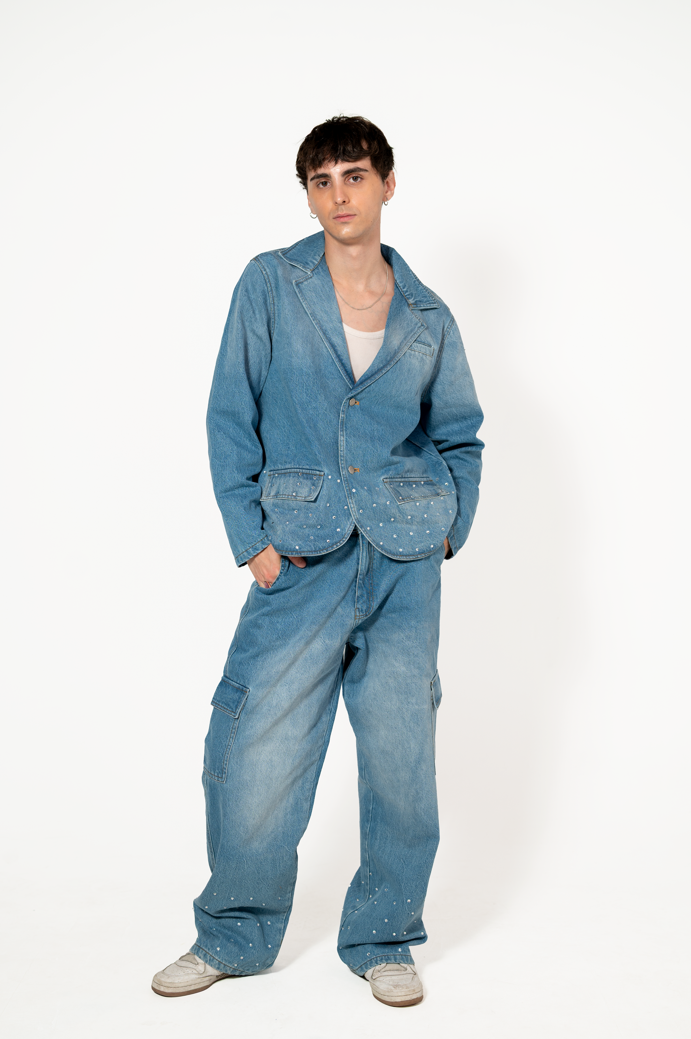 Nel Blu Denim-Blazer und -Hose