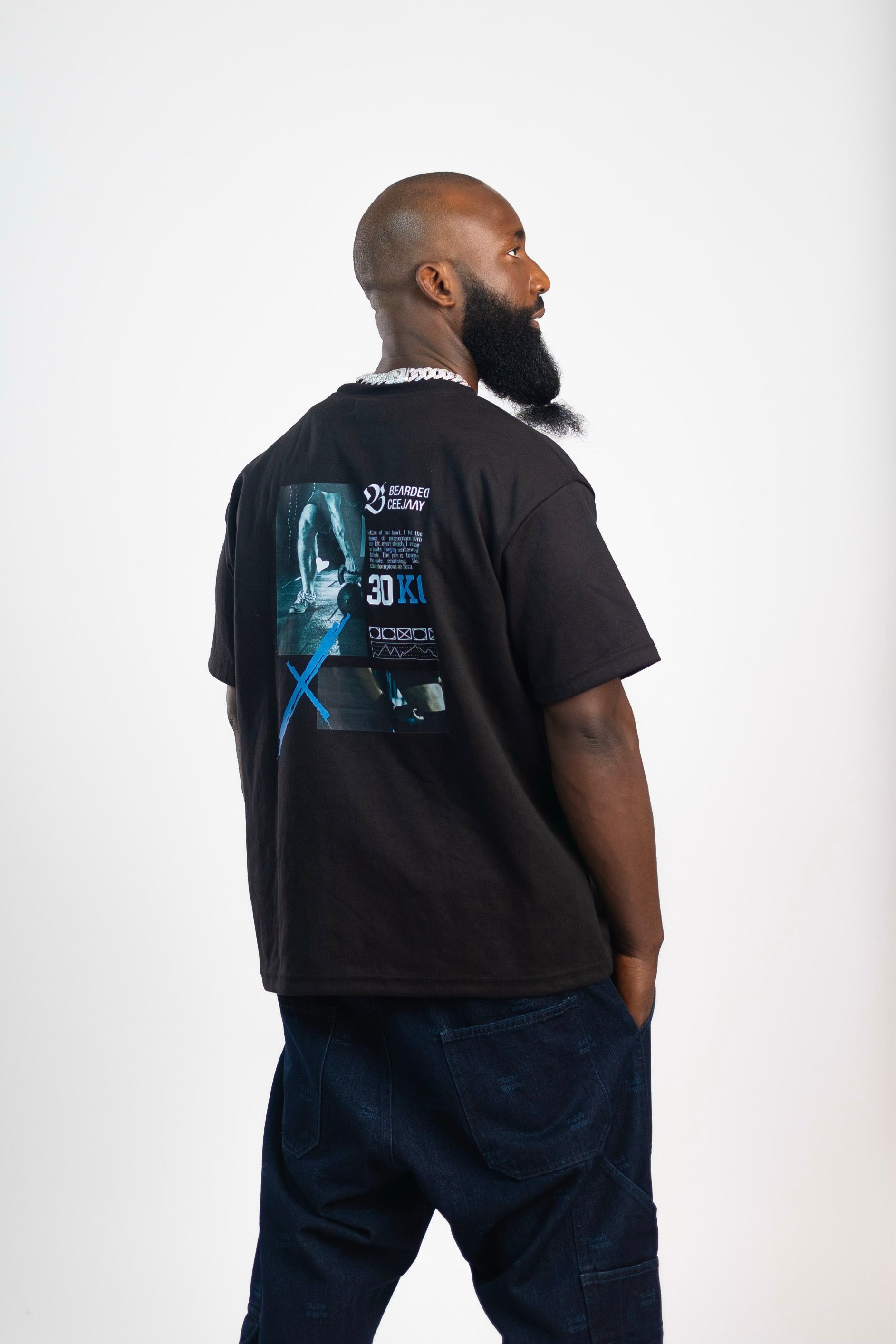 BCJ X RE – Oversize-T-Shirt mit überschnittenen Schultern