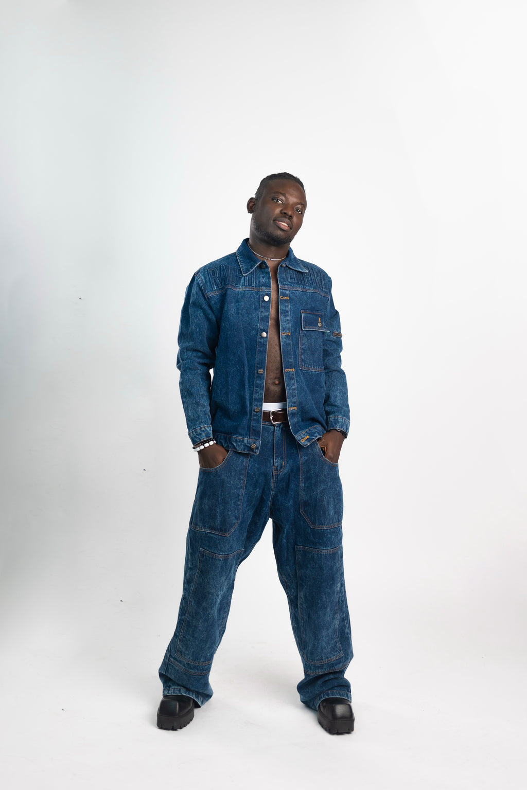 Azure Edge - Denim Jacket and Pant, Full set Shade Blue