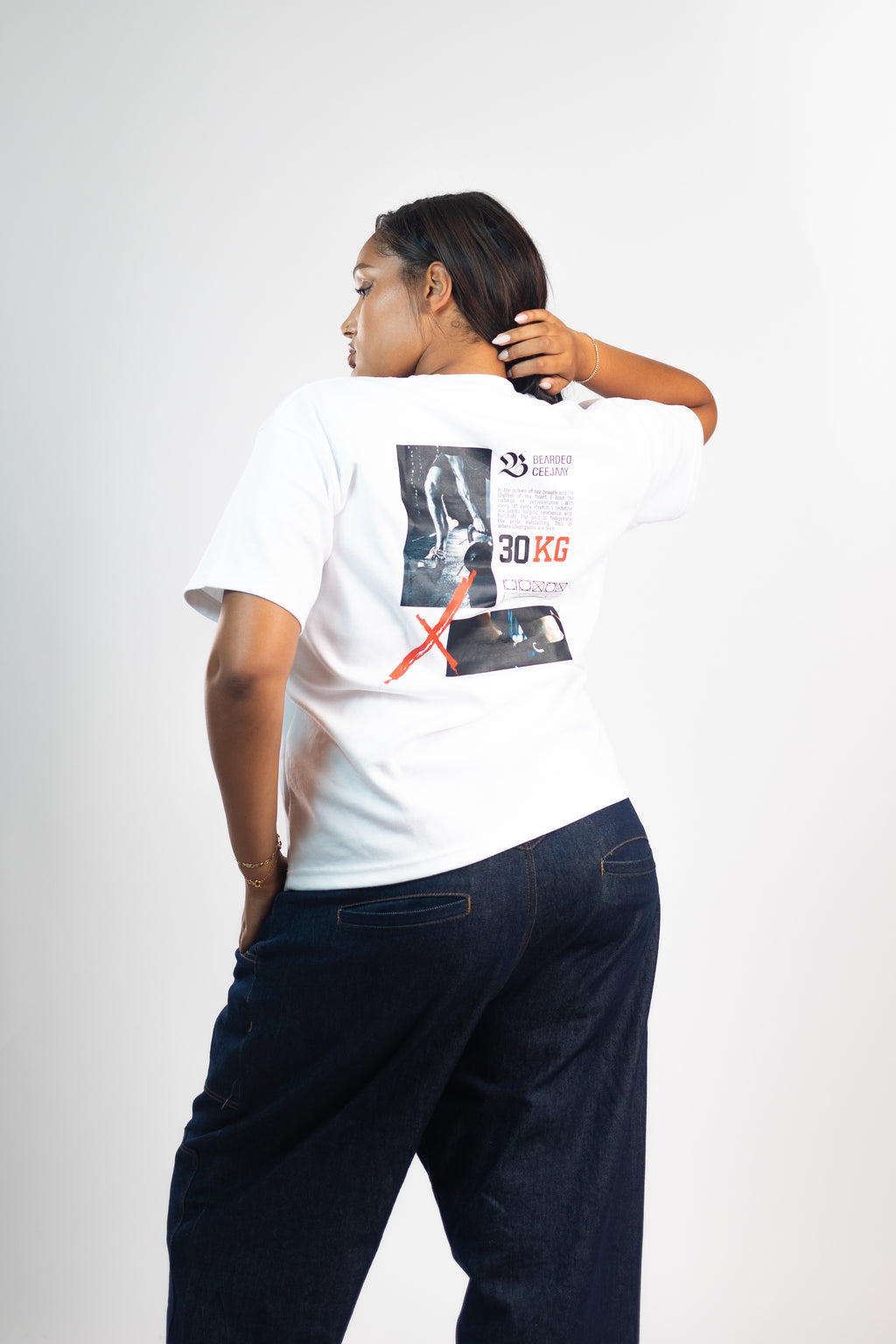 BCJ X RE – Oversize-T-Shirt mit überschnittenen Schultern