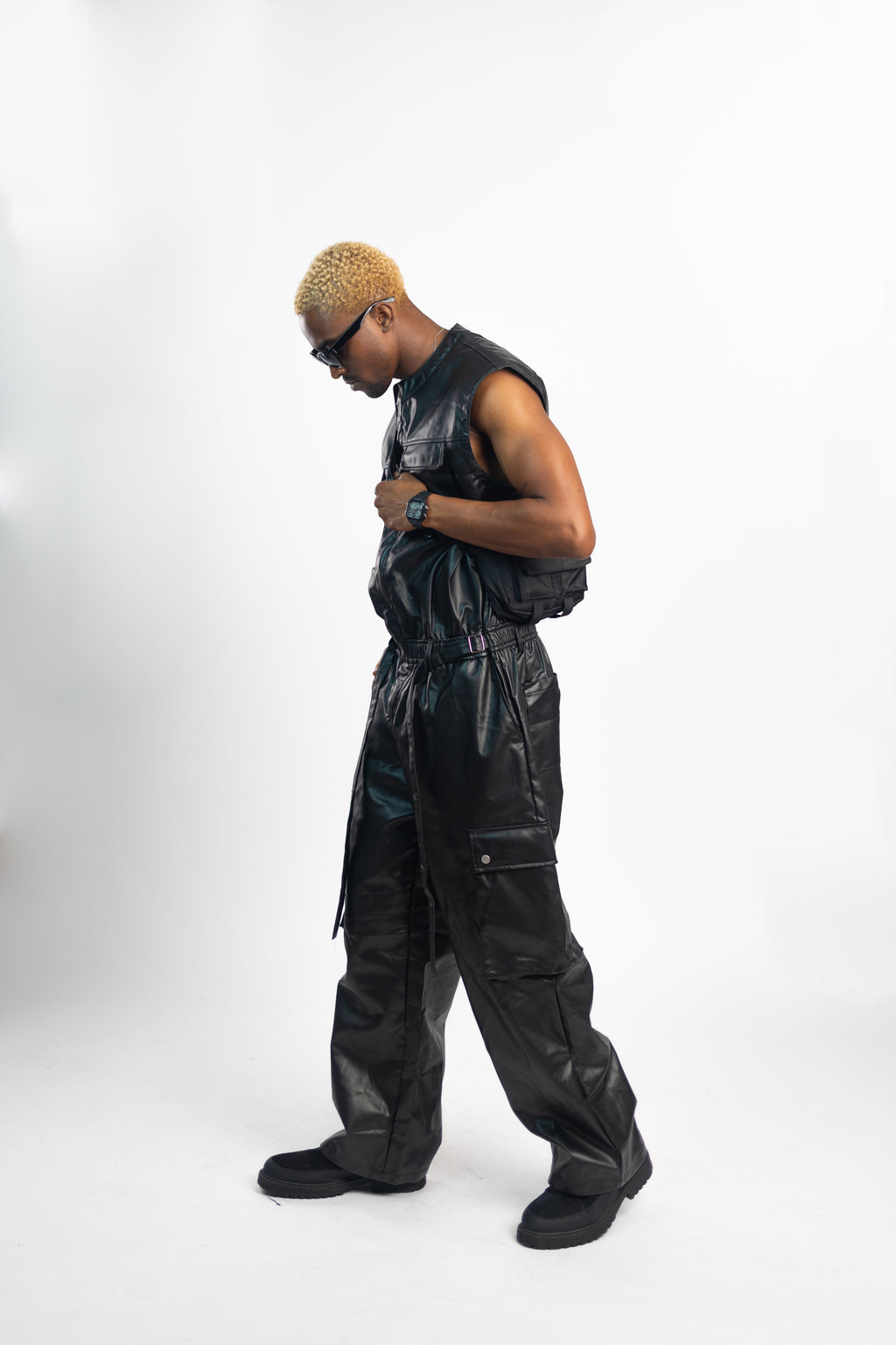 Midnight Utility Empire Leder-Jumpsuit