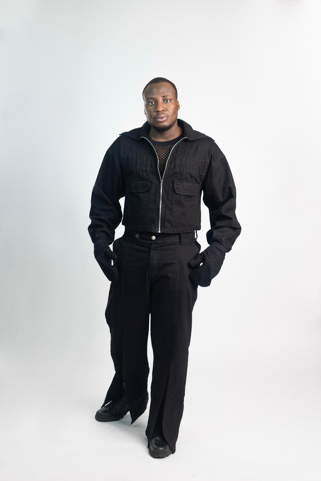 Black Code Premium – Jeansjacke &amp; Weite Hose Set 