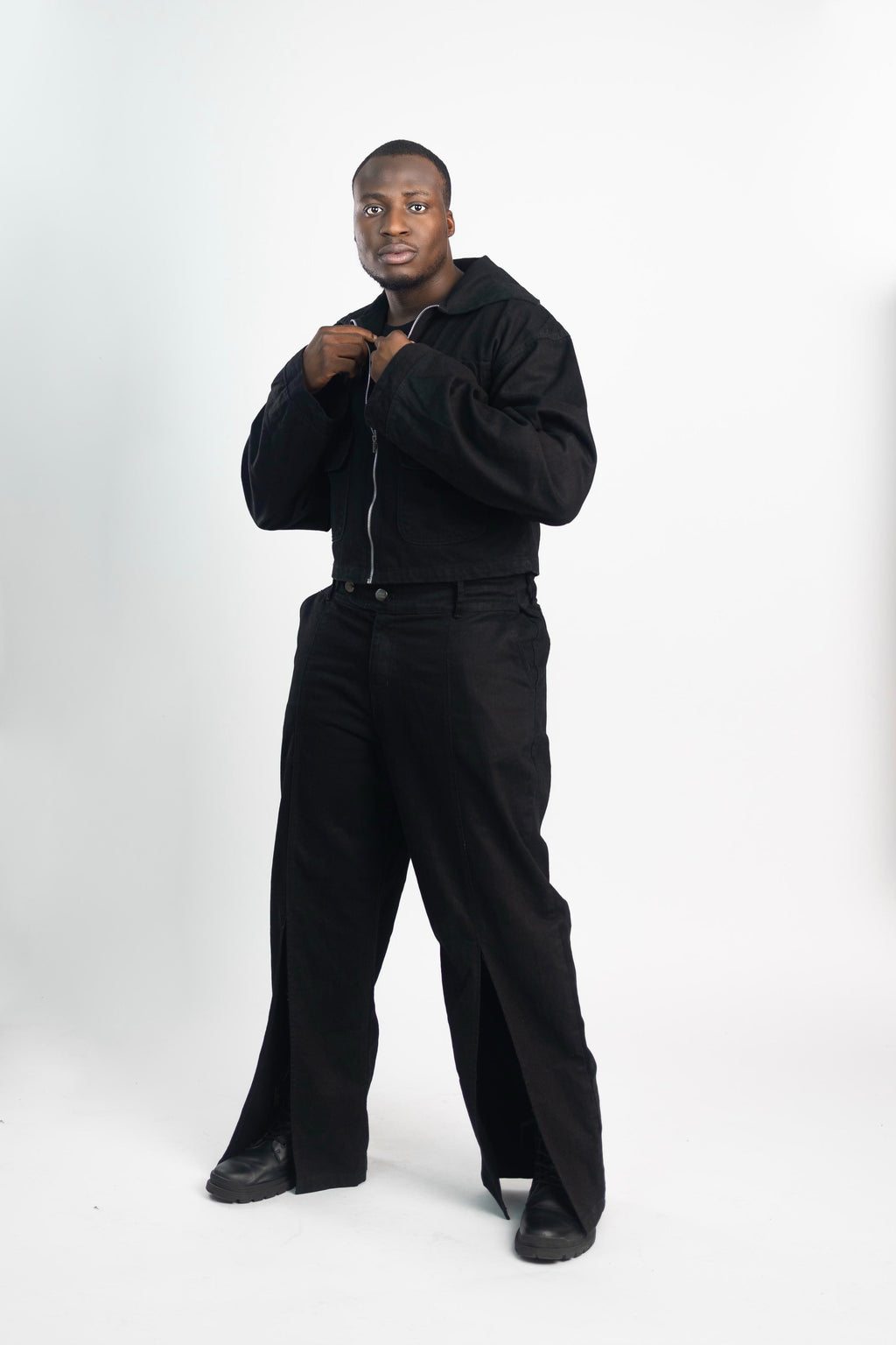 Black Code Premium – Jeansjacke &amp; Weite Hose Set 