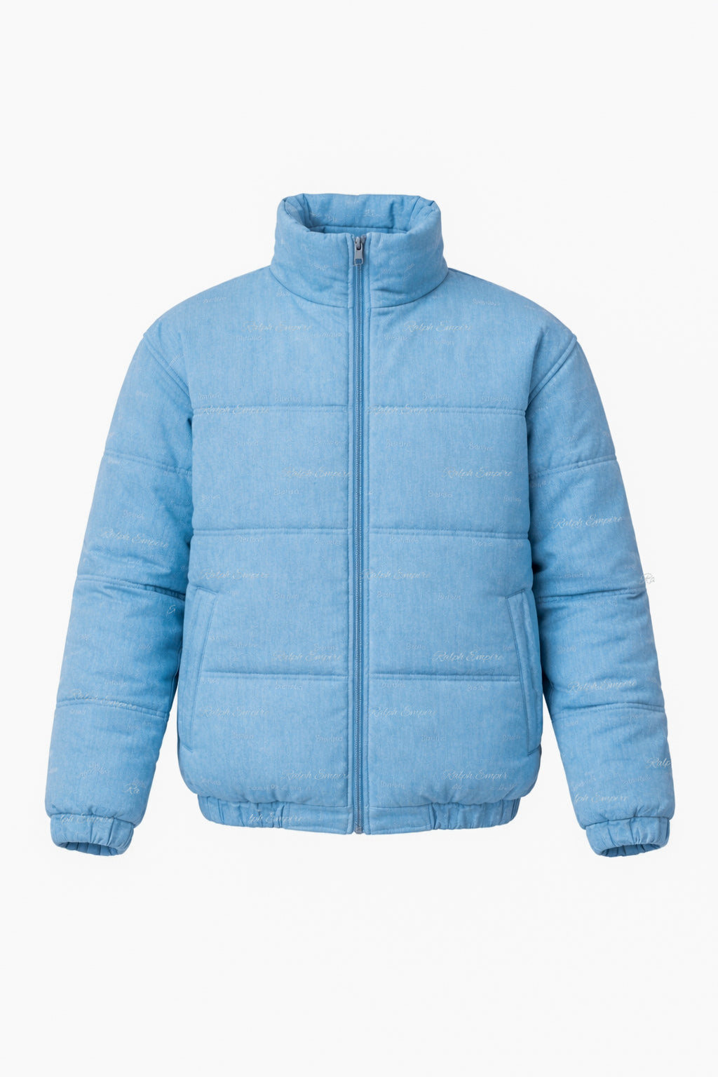 The Denim Cloud - Washed Denim Blue Puffer Jacket